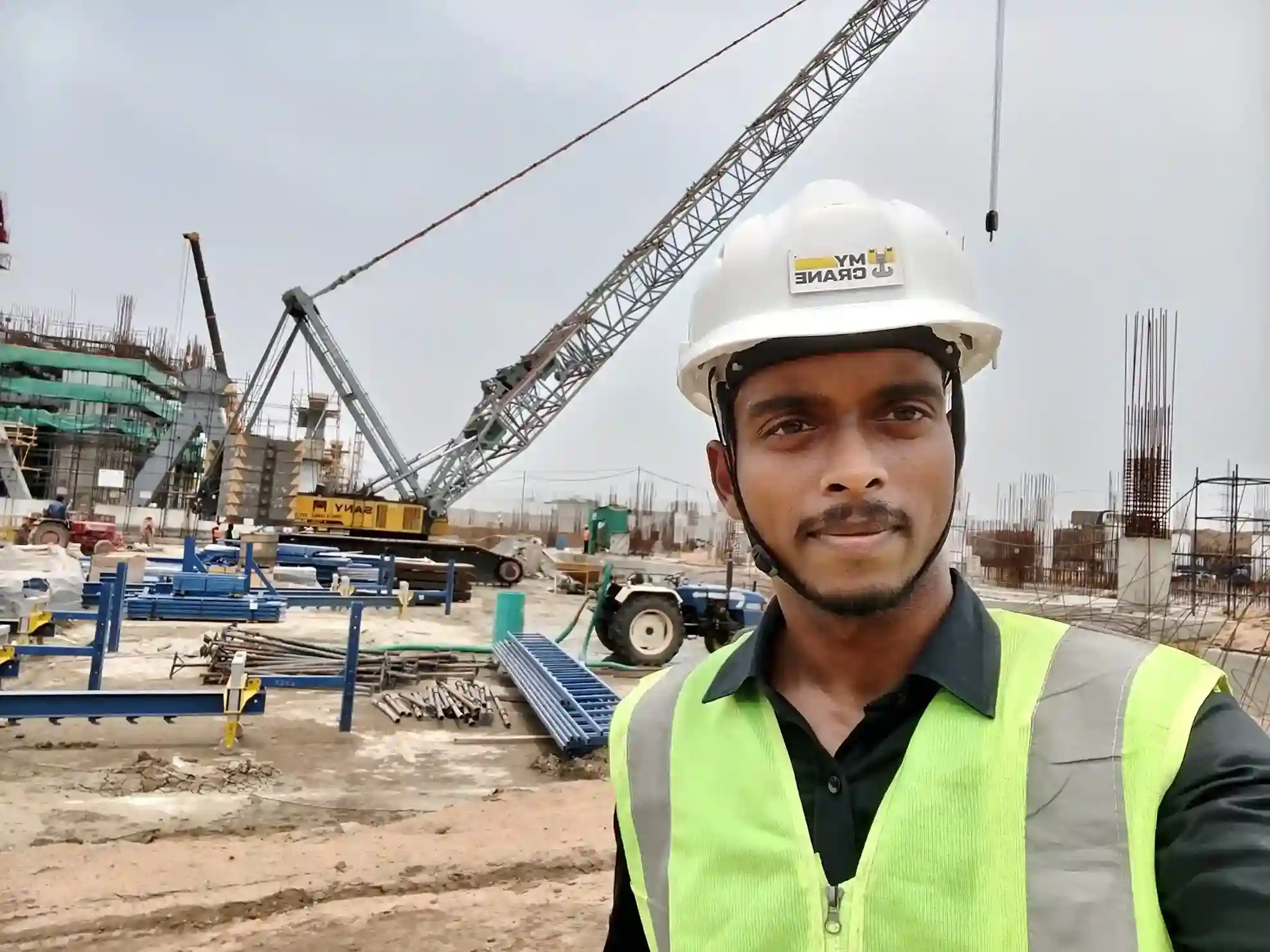 Chaitanya Emandi, Regional Sales Manager – South India, MYCRANE, on site at the Amaravati Government Complex, Andhra Pradesh, India