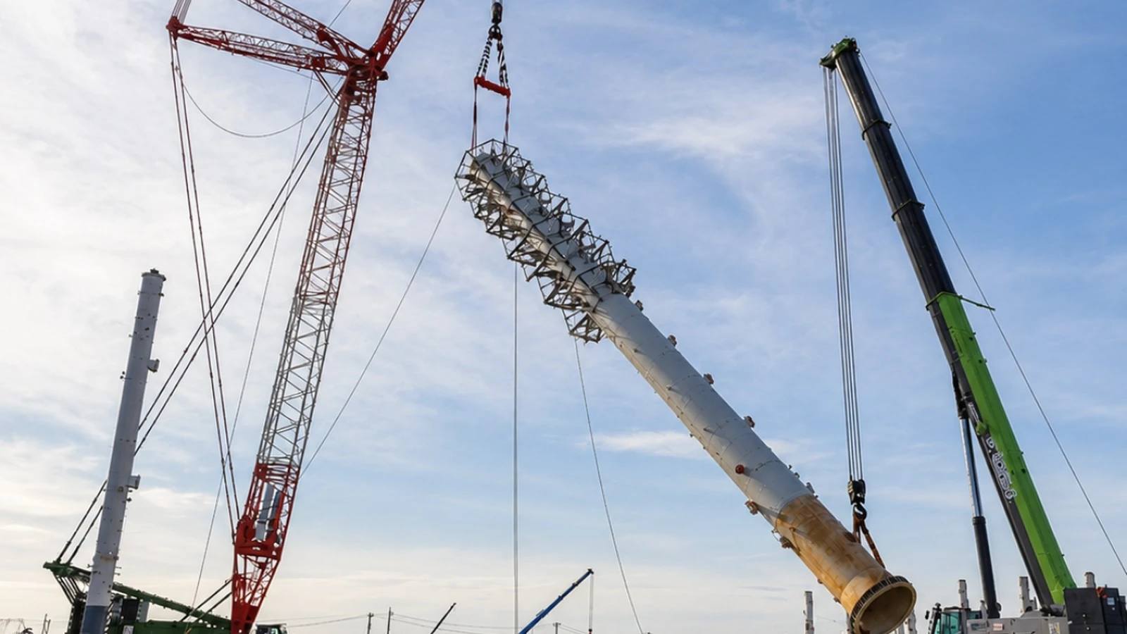 Crawler cranes working on a major project site
