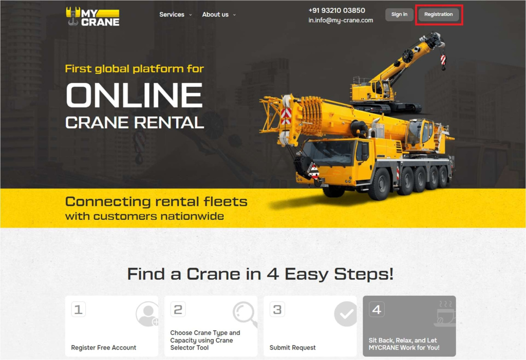 Figure 1: Register at in.my-crane.com