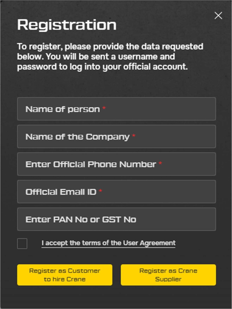 Figure 2: Complete the registration form
