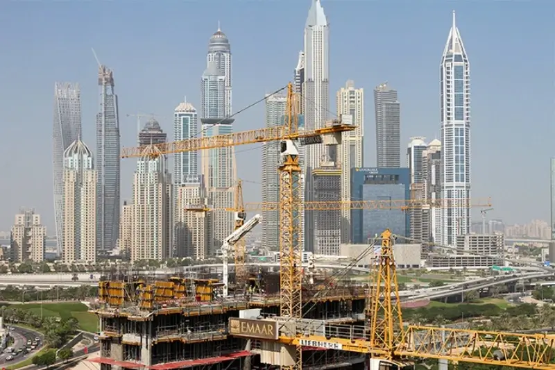 Construction project in Dubai requiring crane hire — MYCRANE