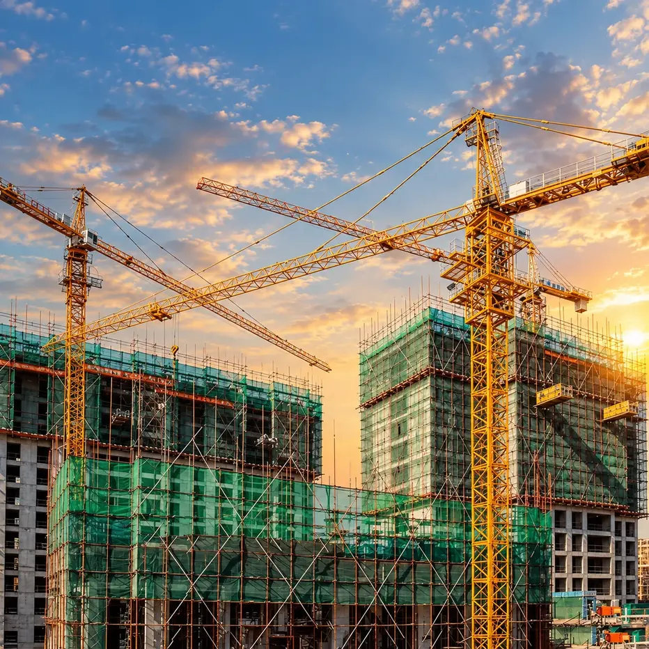 Tower crane anchor frame connected to Pune high-rise structure during climbing operation